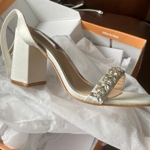 Be Mine Bridal Neha embellished strap block heel sandal in ivory NEVER WORN